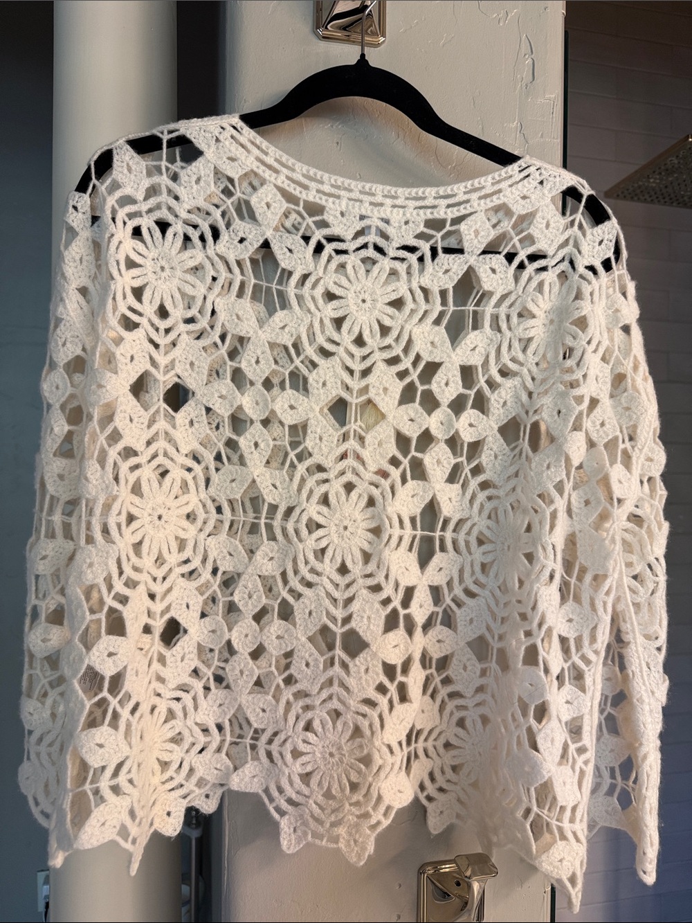 Johnny Was Cream Crochet Openwork Scoop Neck Sweater - Picture 4 of 7